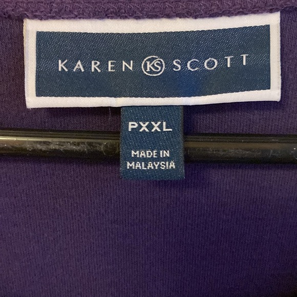 Karen Scott Petites, Long Sleeve, Scoop Neck Top Dark Purple Top, PXXL - Picture 4 of 10